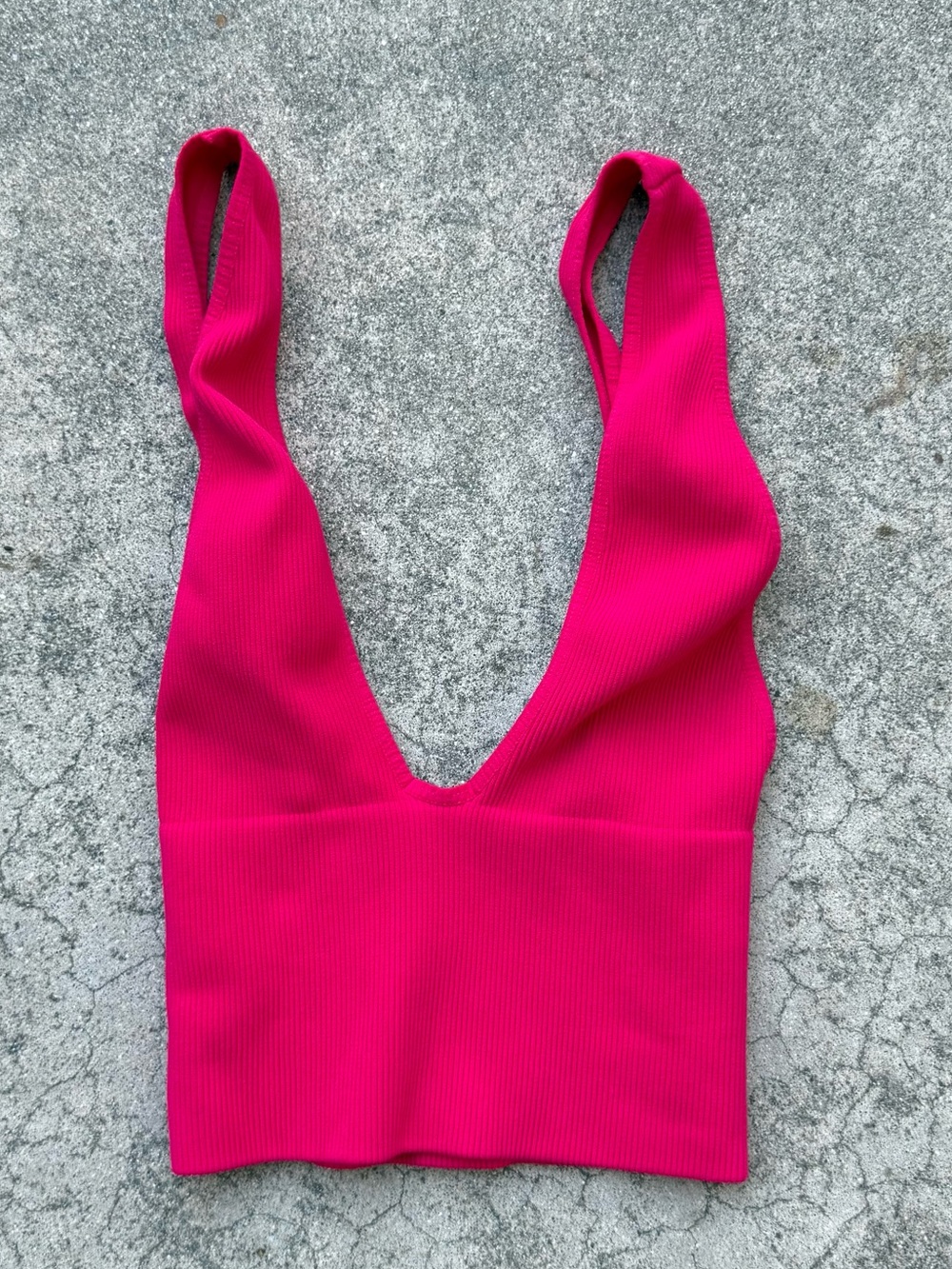Intimately Free People Deep V-Neck pink Ribbed Brami Tank size M/L